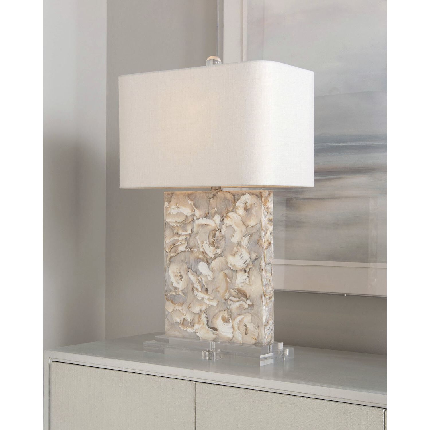 Leah Creamy White and Sultry Grey Table Lamp Portable Light