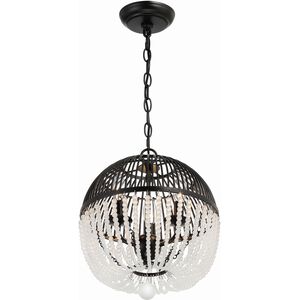 Duval 3 Light 12 inch Matte Black Mini Chandelier Ceiling Light