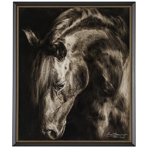 LM Zhou's Gentle Equine 25.5 X 21.5 inch Oils and Original Art