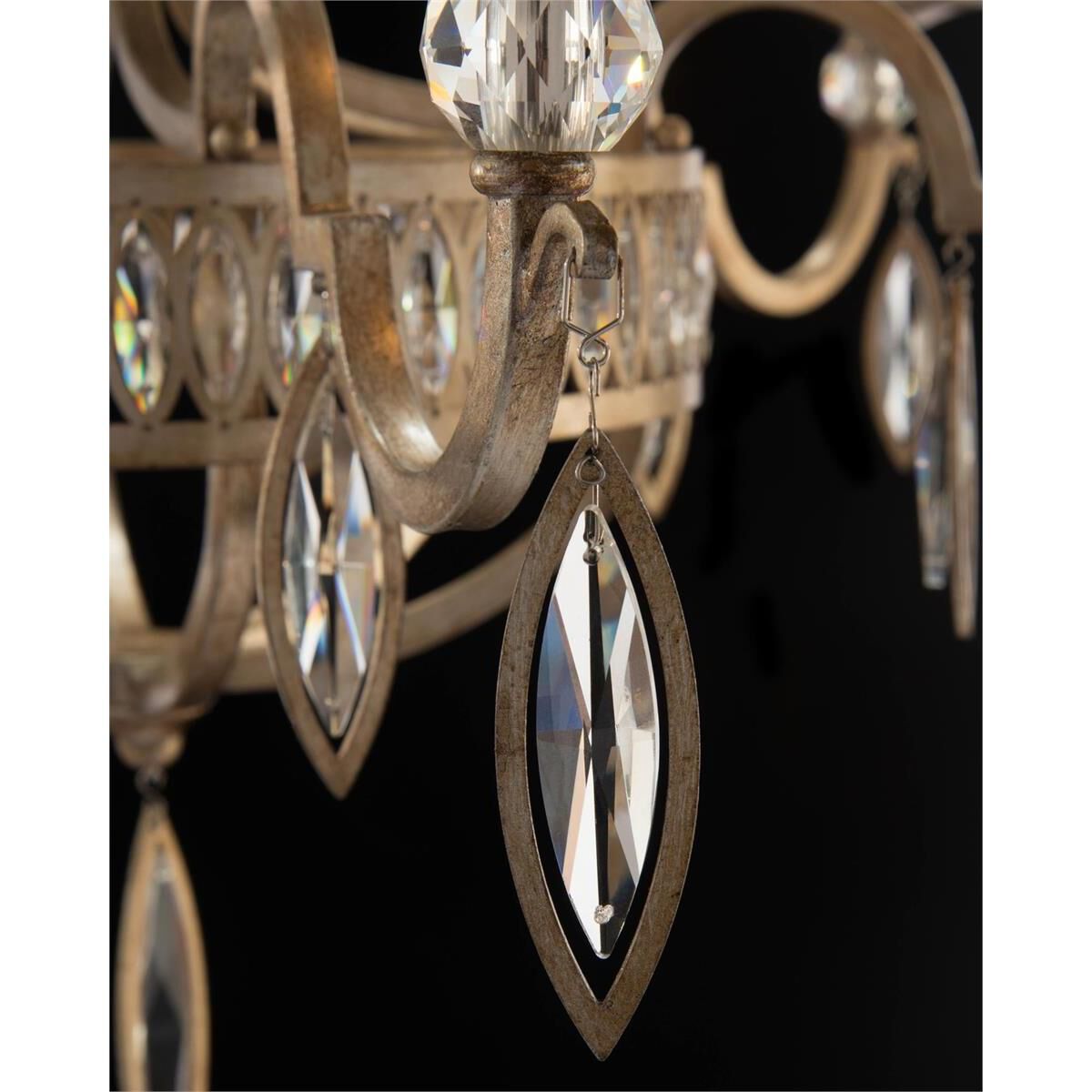 Marquise Crystal 6 Light 36 inch Antique Silver Leaf Chandelier Ceiling Light