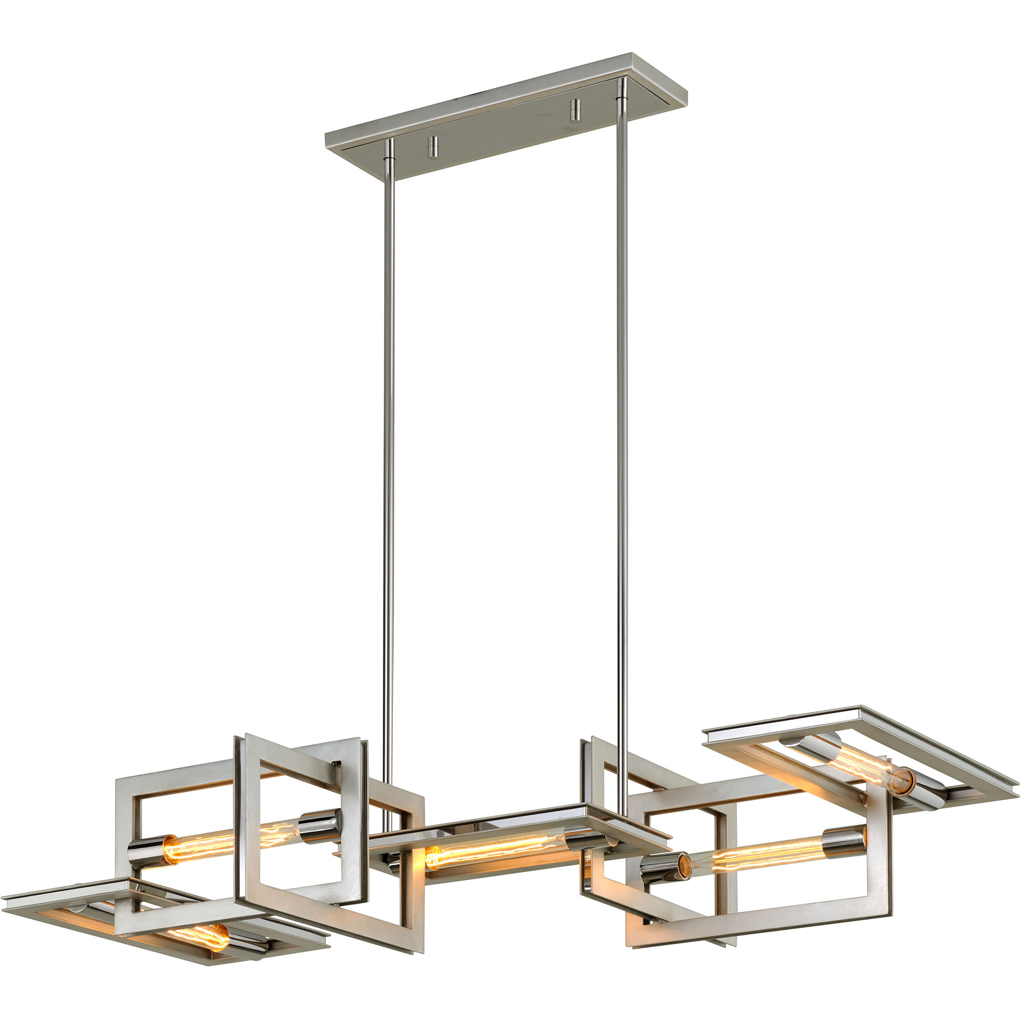 Enigma 5 Light 43.5 inch Silver Leaf W Stainless Accent Linear Ceiling Light