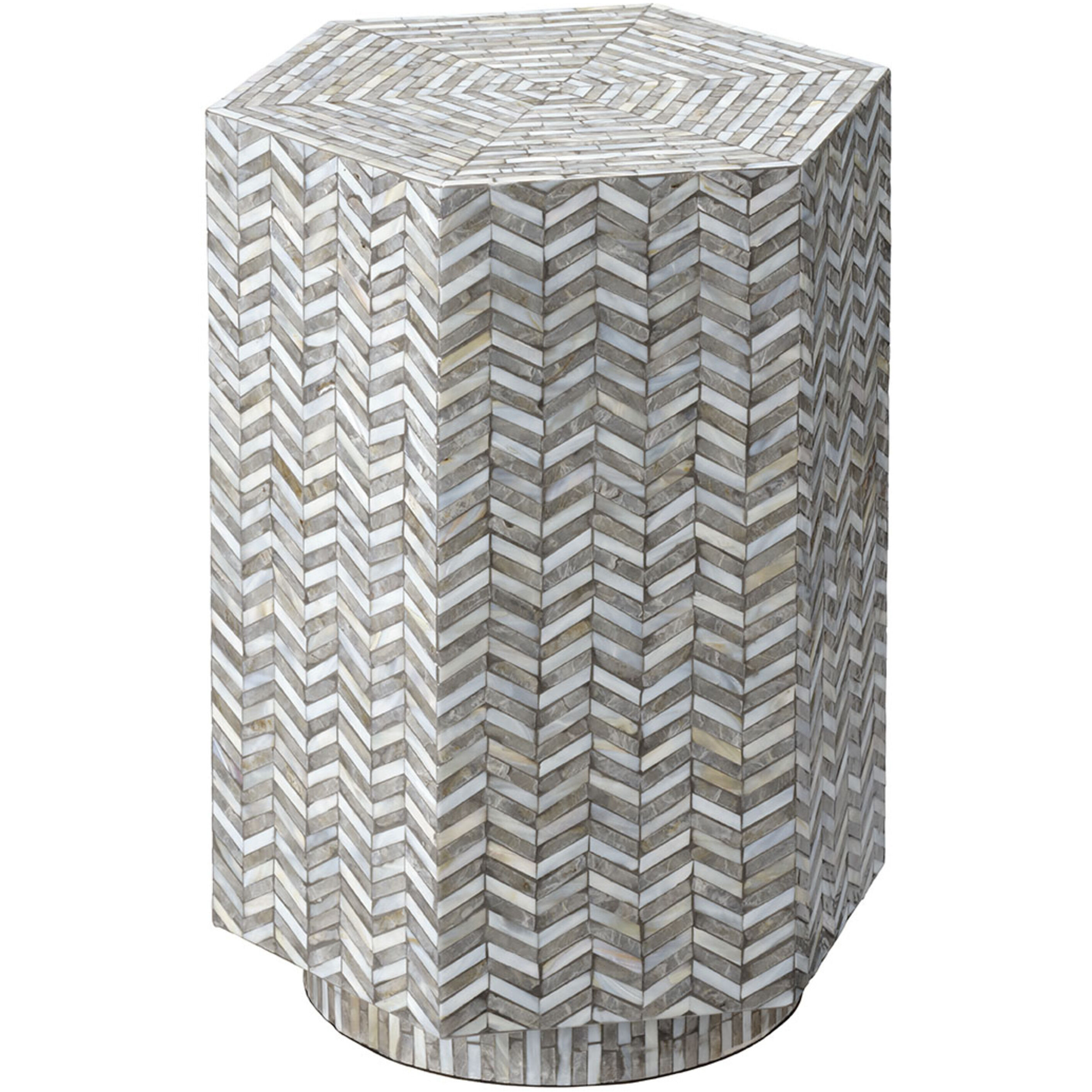 Brando 22.5 X 16.5 inch Mixed Grey and White Mother of Pearl Side Table