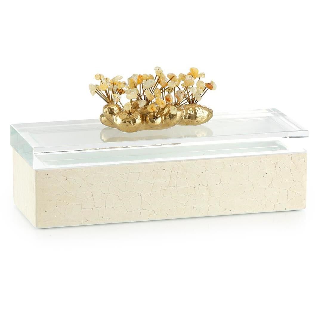 Crystal Garden 12.5 X 4.5 inch Polished Brass Box, Small