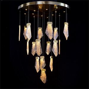 Lux LED 42 inch Gold Leaf Chandelier Ceiling Light