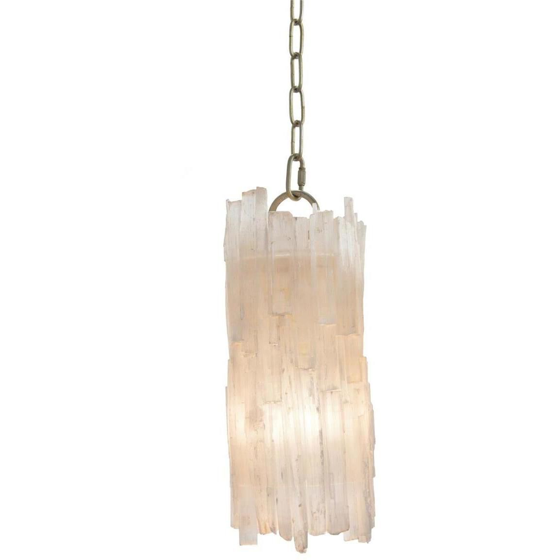 Natural Selenite 1 Light 6 inch Silver Leaf Pendant Ceiling Light
