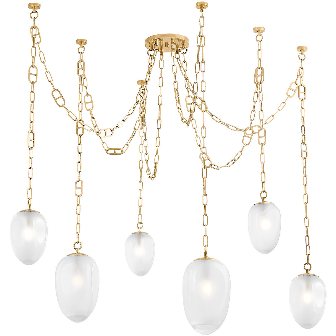 Daith 6 Light 61.25 inch Vintage Brass Chandelier Ceiling Light