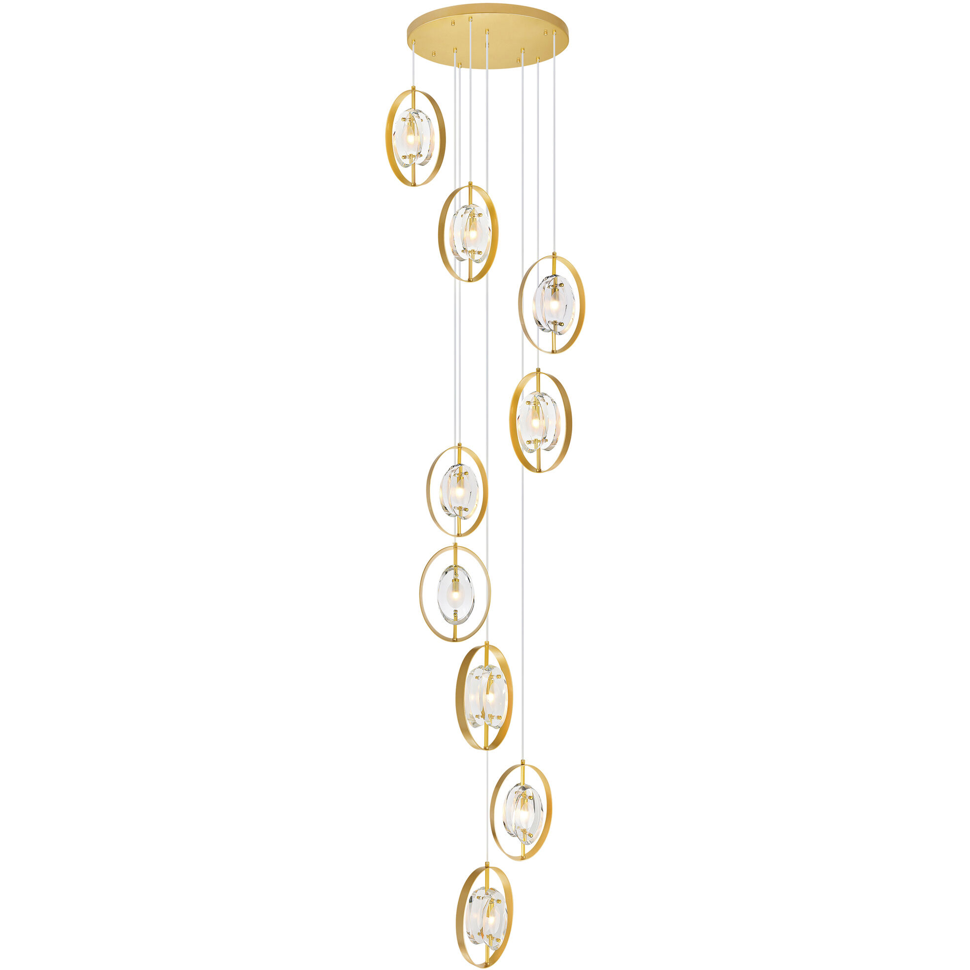 Iris 9 Light 24 inch Brass Multi Point Pendant Ceiling Light