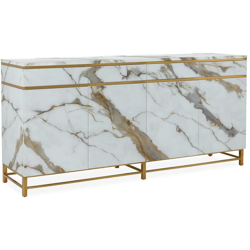 Marbled 80.5 X 20.5 inch Credenza, Four-Door