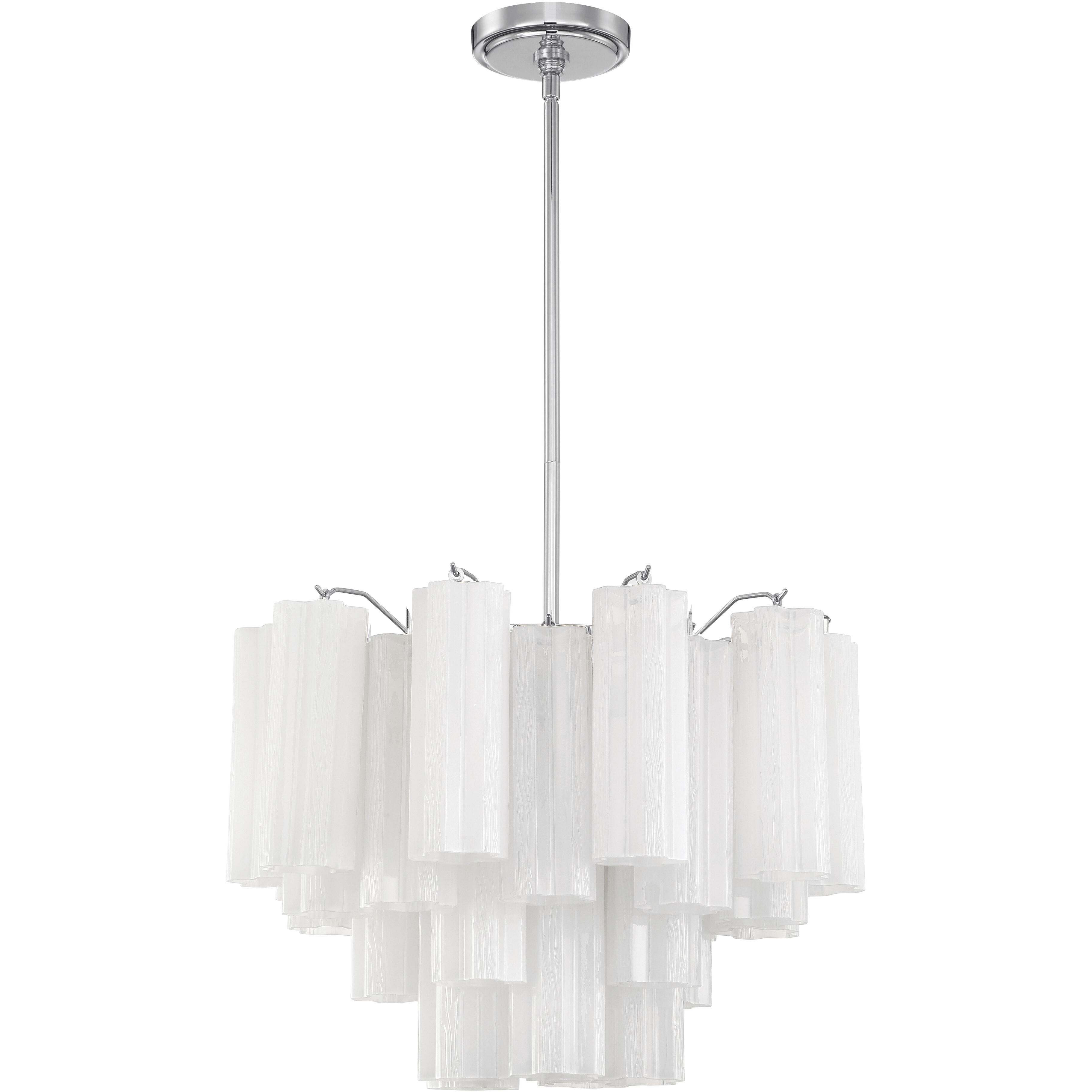 Addis 6 Light 19.75 inch Polished Chrome Chandelier Ceiling Light in Tronchi Glass White