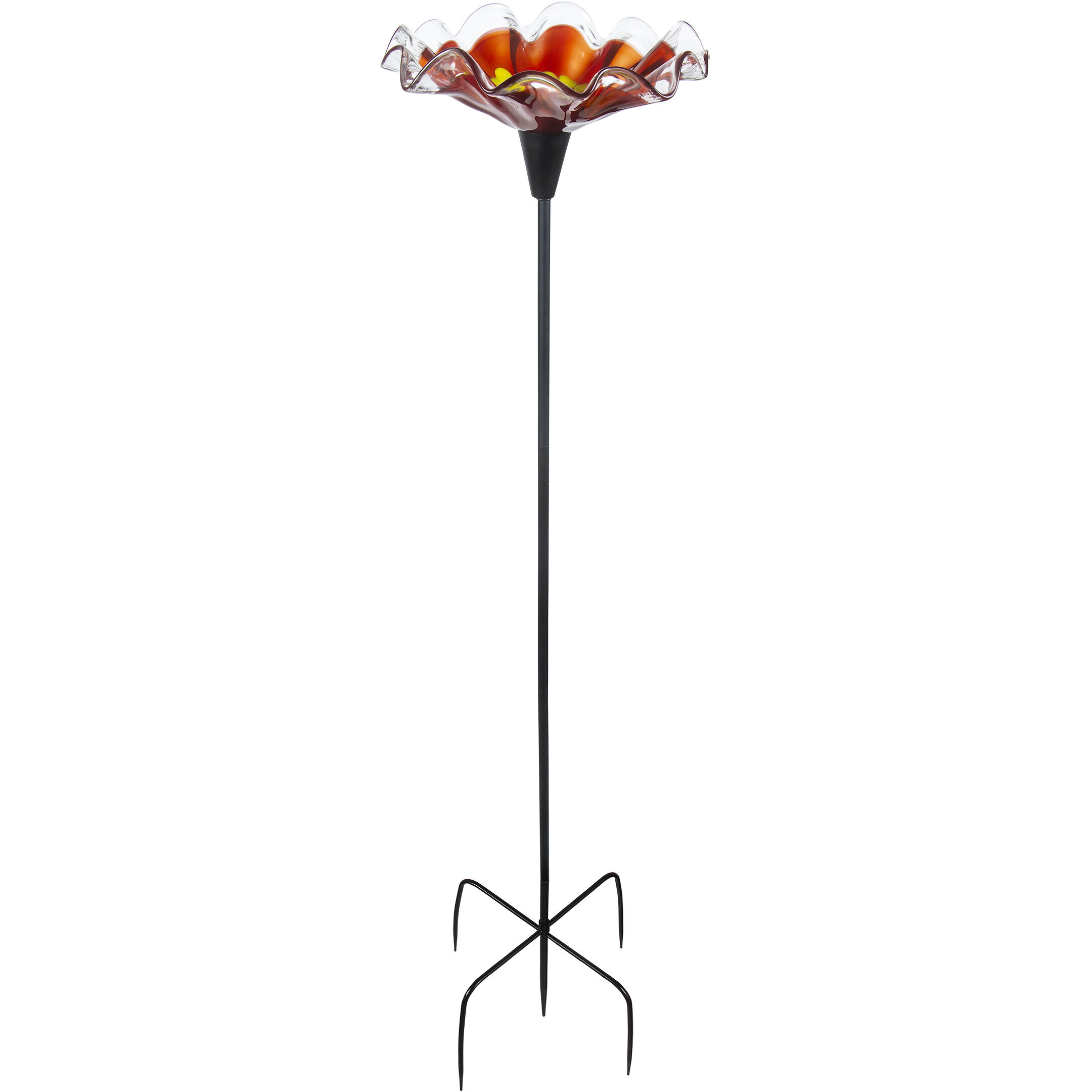 Fiore Red Art Glass Bird Feeder