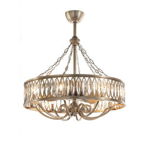 Marquise Crystal 8 Light 33 inch Antique Silver Pendant Ceiling Light, with Fan
