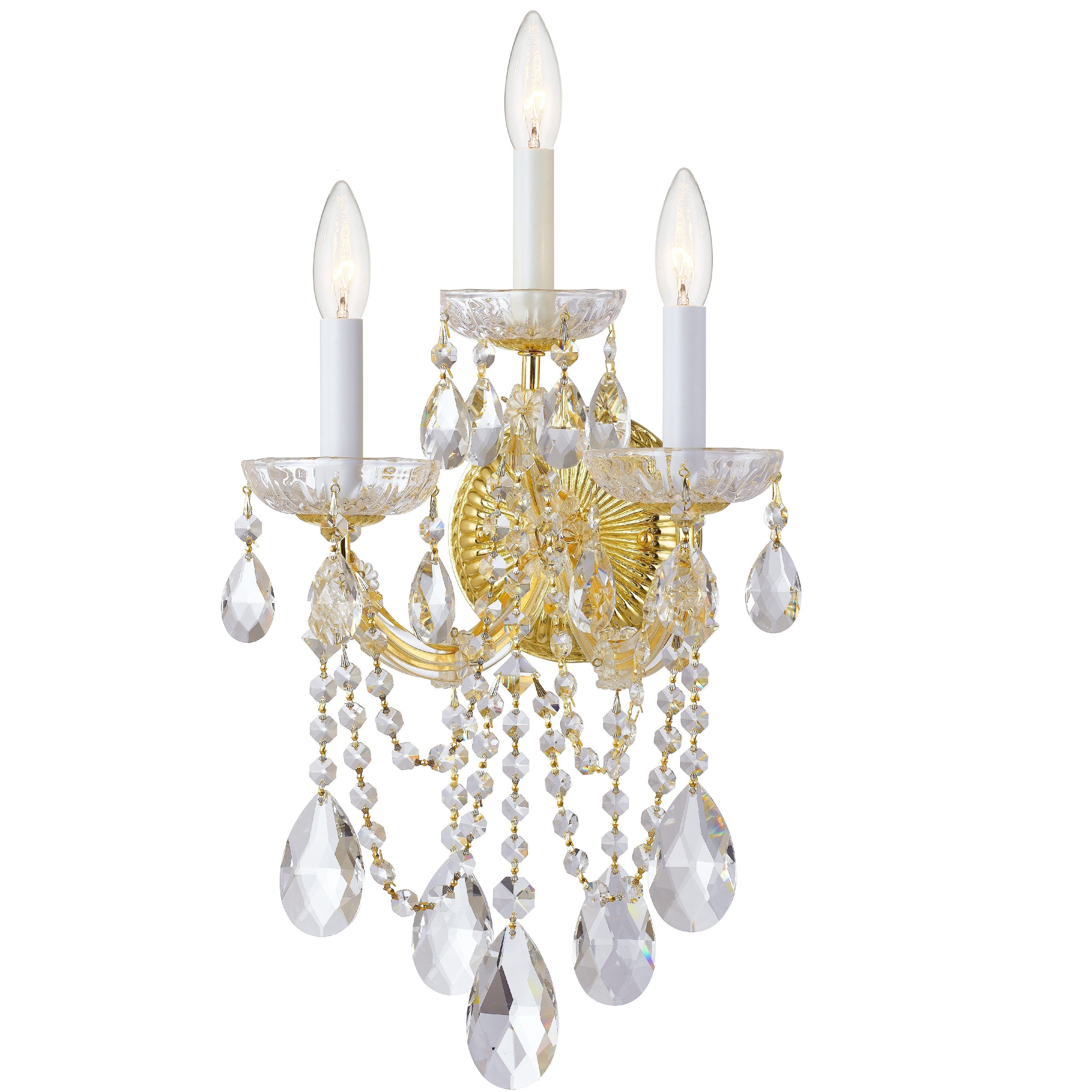 Maria Theresa Sconce Wall Light in Clear Swarovski Strass, Gold
