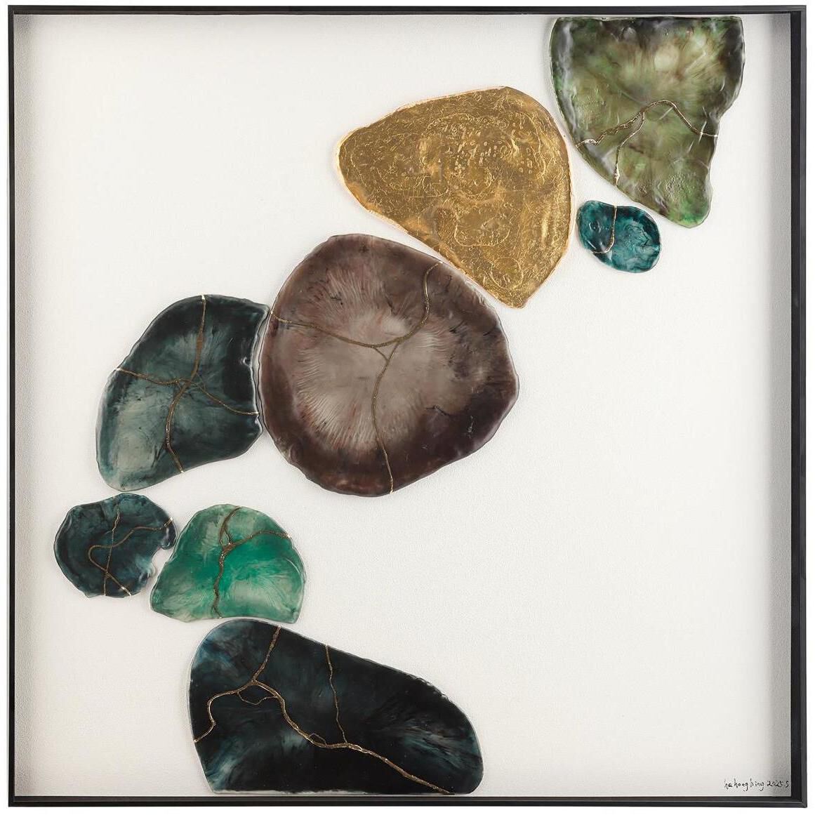 He Hongbing's Elemental Forms 43.5 X 43.5 inch Oils and Original Art