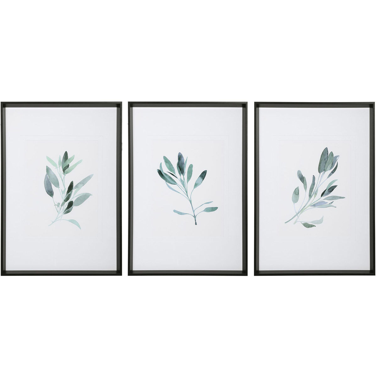 Simple Sage 37 X 26 inch Watercolor Prints, Set of 3