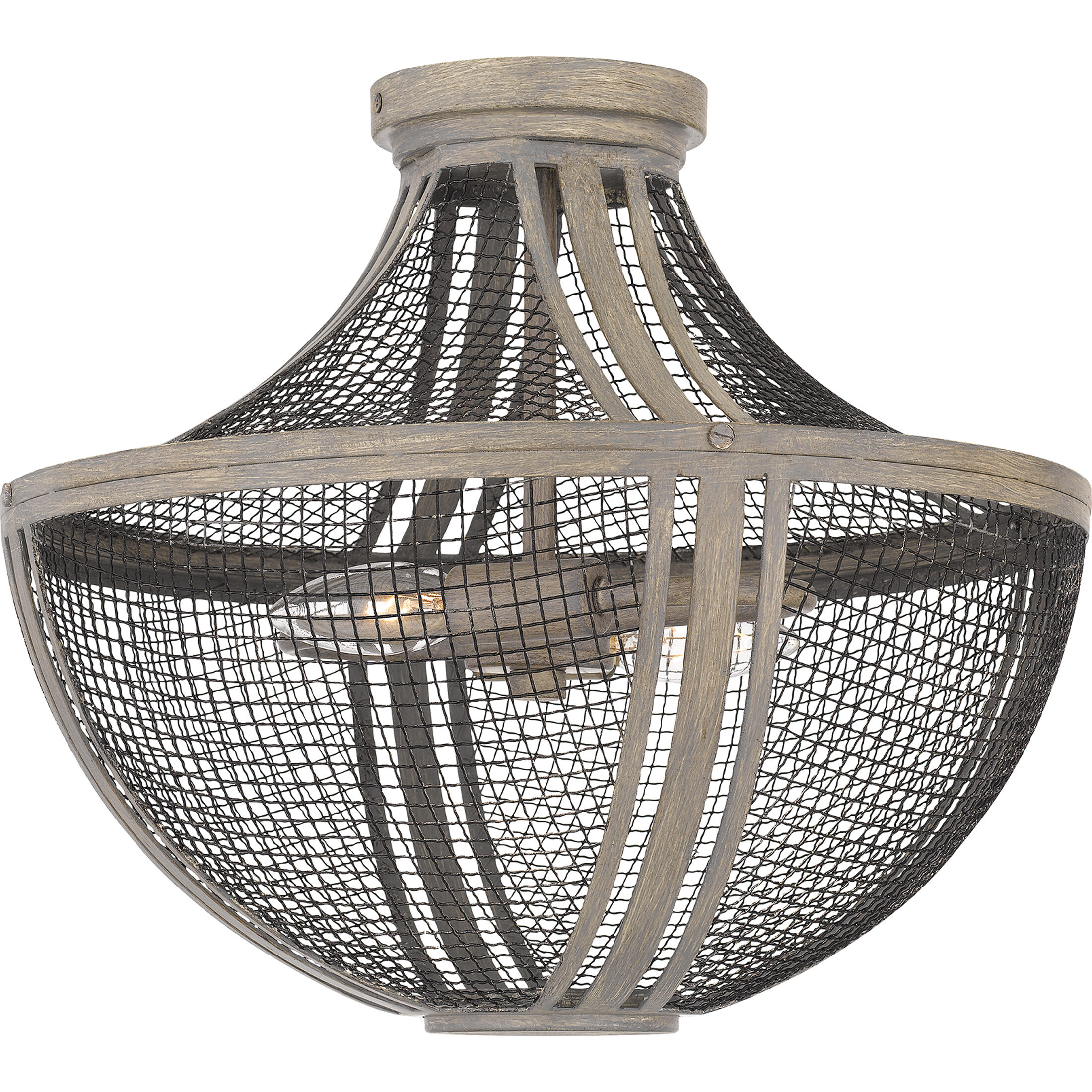 Hallie 2 Light 15.25 inch Distressed Grey Wood Semi-Flush Mount Ceiling Light, Medium
