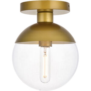 Eclipse 1 Light 8 inch Brass Flush Mount Ceiling Light