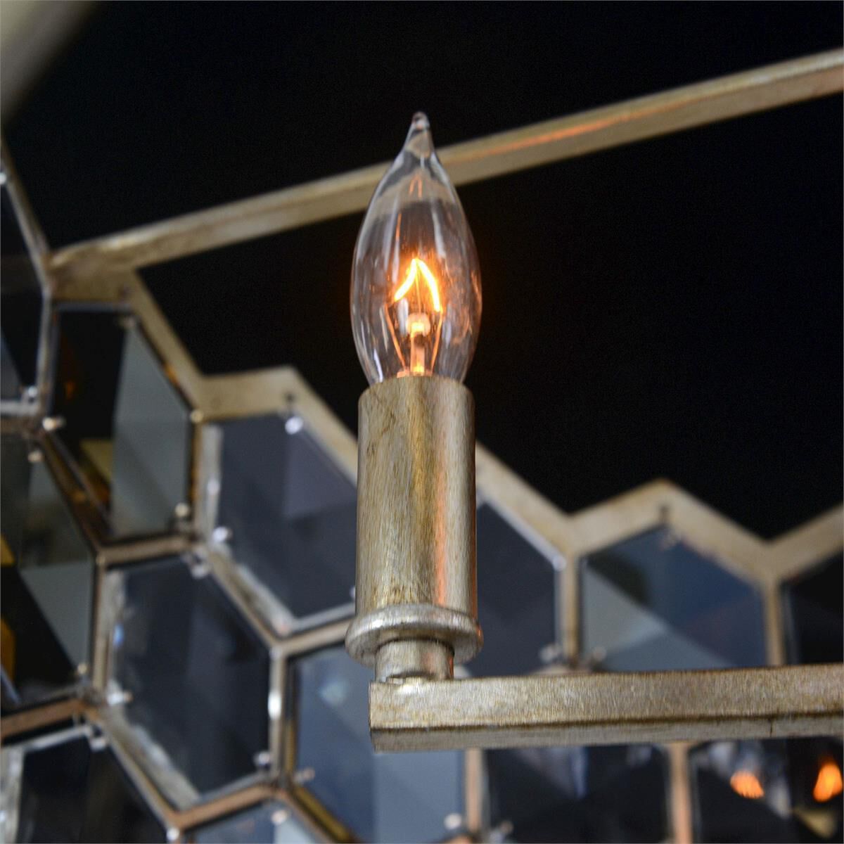 Array 4 Light 21 inch Silver Champagne Chandelier Ceiling Light, Small