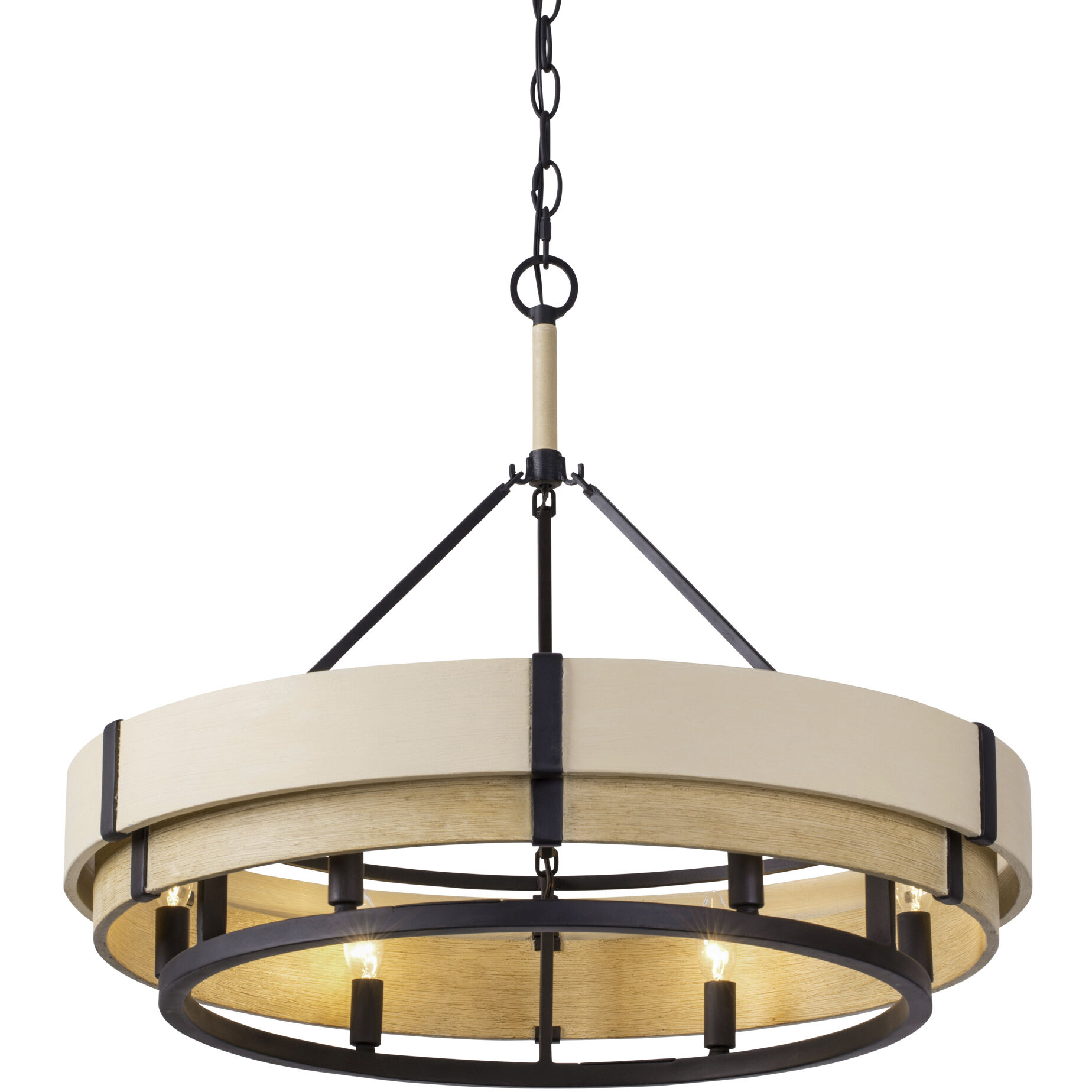 Blonde Moment 6 Light 28.5 inch Matte Black and Honey with Medium Oak Pendant Ceiling Light