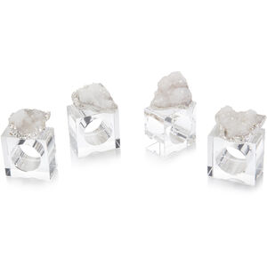 Leah White and Silver Napkin Rings, Setr of 4