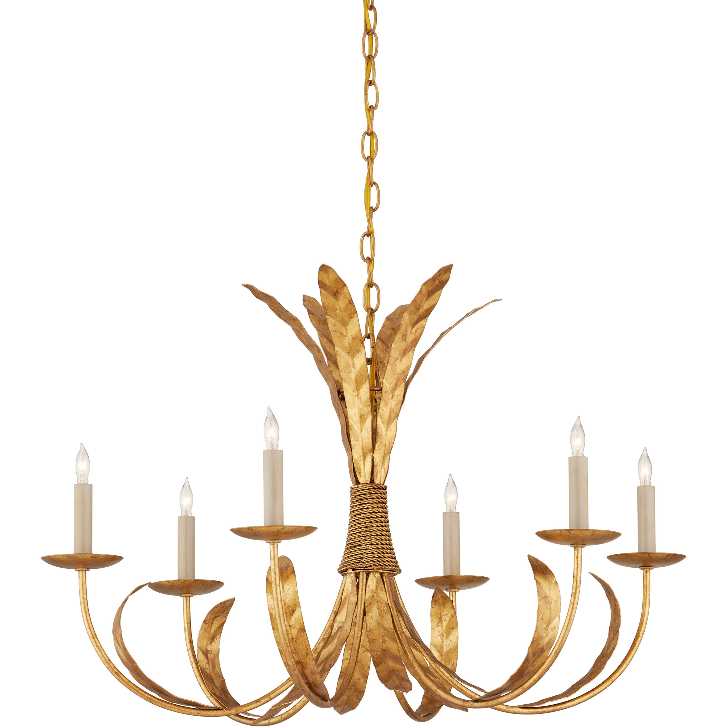 Bette 6 Light 33 inch Grecian Gold Leaf Chandelier Ceiling Light, Bunny Williams Collection