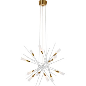 Chapman & Myers Stellar LED 27.25 inch Matte White and Antique Brass Chandelier Ceiling Light, Medium