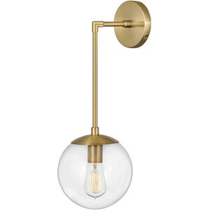 Warby 1 Light 8 inch Heritage Brass Indoor Wall Sconce Wall Light in Clear