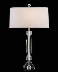 Hexagonal 33 inch 150 watt Crystal and Polished Nickel Table Lamp Portable Light