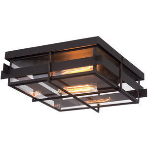Muller 2 Light 14 inch Black Outdoor Flush Mount