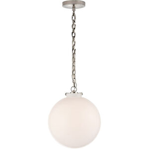 Thomas O'Brien Katie4 1 Light 12 inch Polished Nickel Globe Pendant Ceiling Light in White Glass