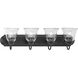 Clear Glass 4 Light Bathroom Vanity Light