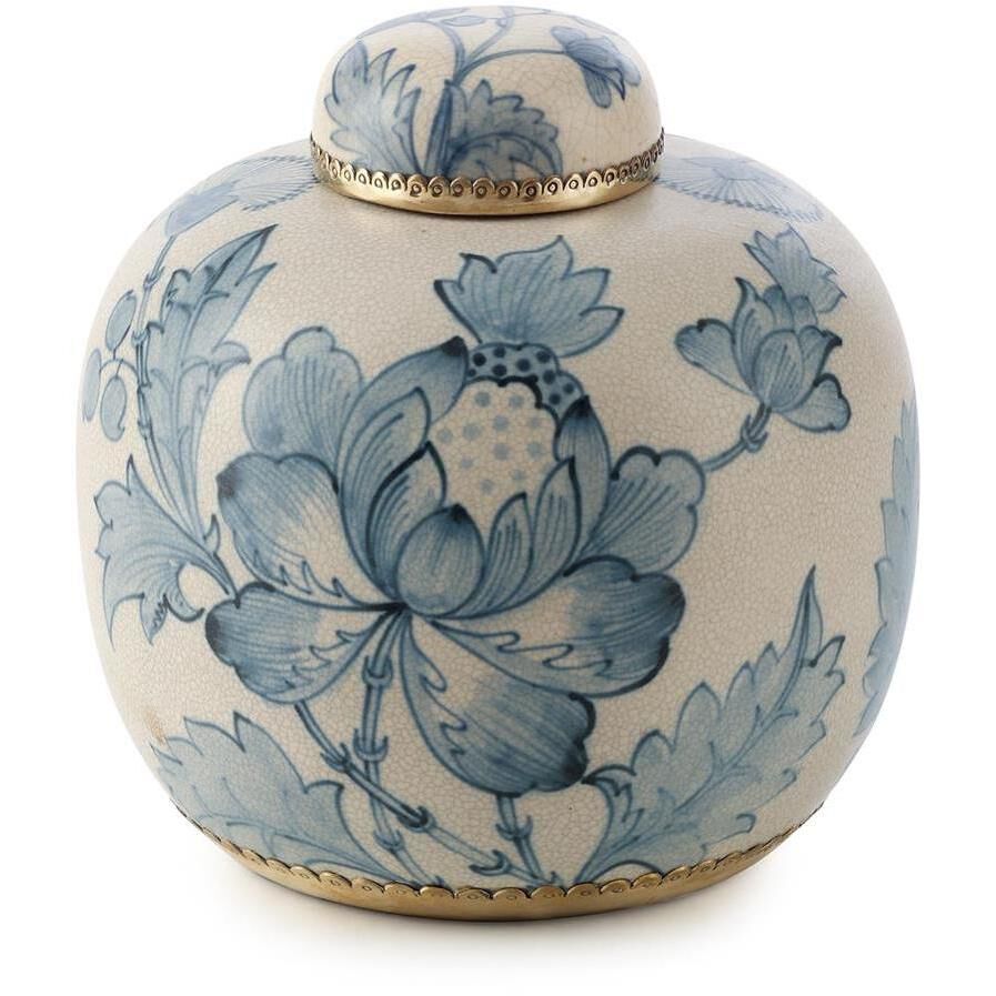 Lidded Bloom 9 X 8.5 inch Jar, Wide