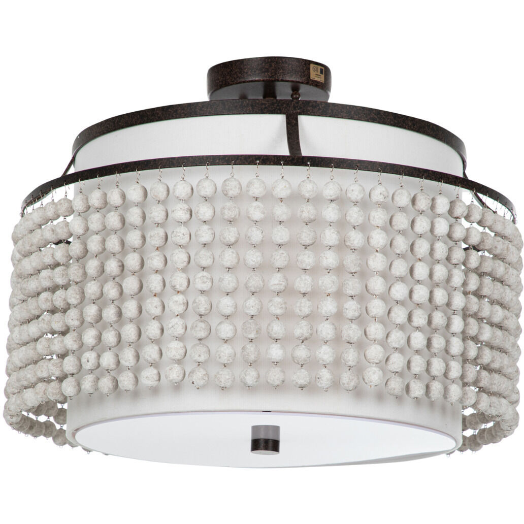 Joanna 2 Light 20.75 inch Venetian Rust / Distressed Ivory / Feather White Linen / White Acrylic Semi-Flush Mount Ceiling Light