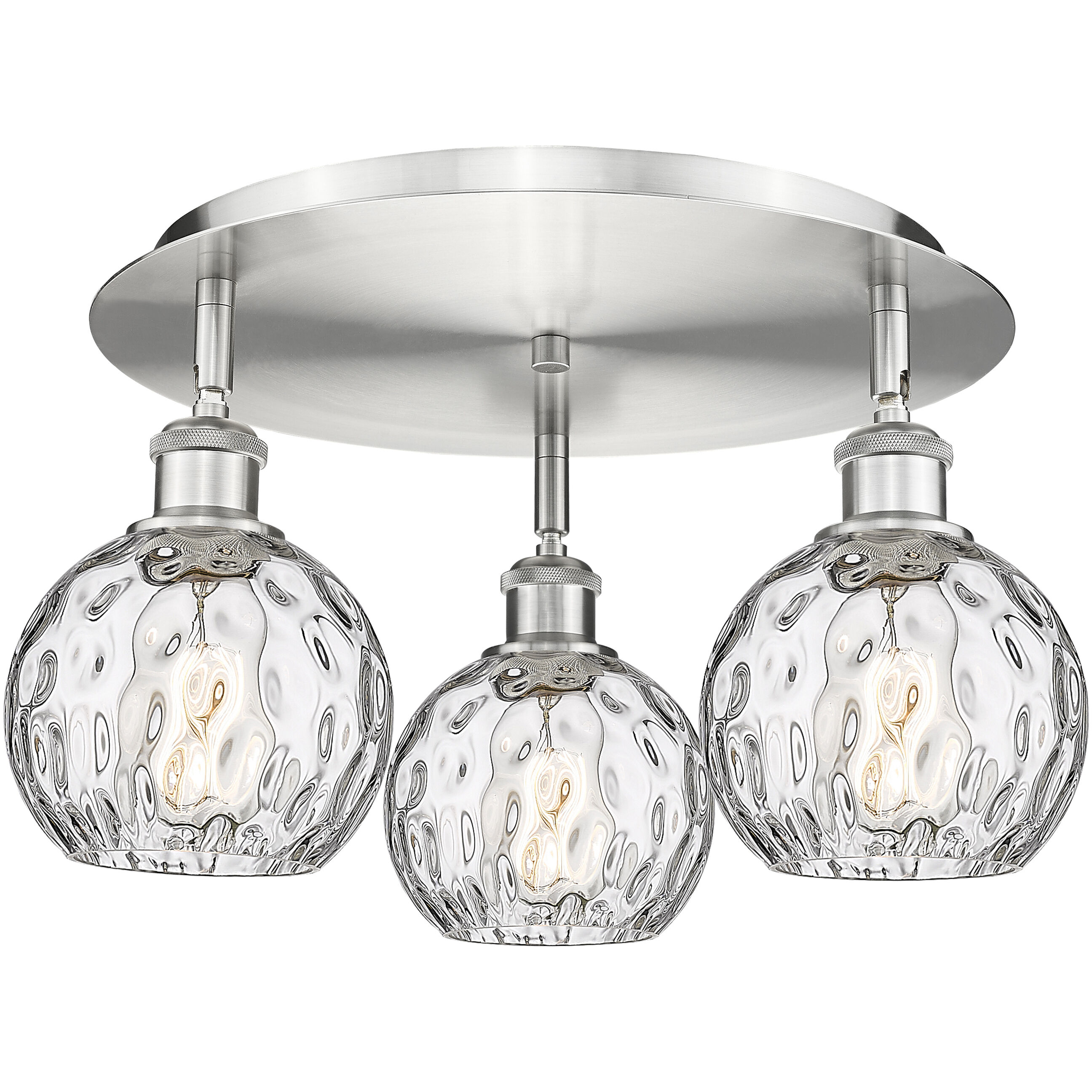 Athens Water Glass 3 Light 17.63 inch Flush Mount