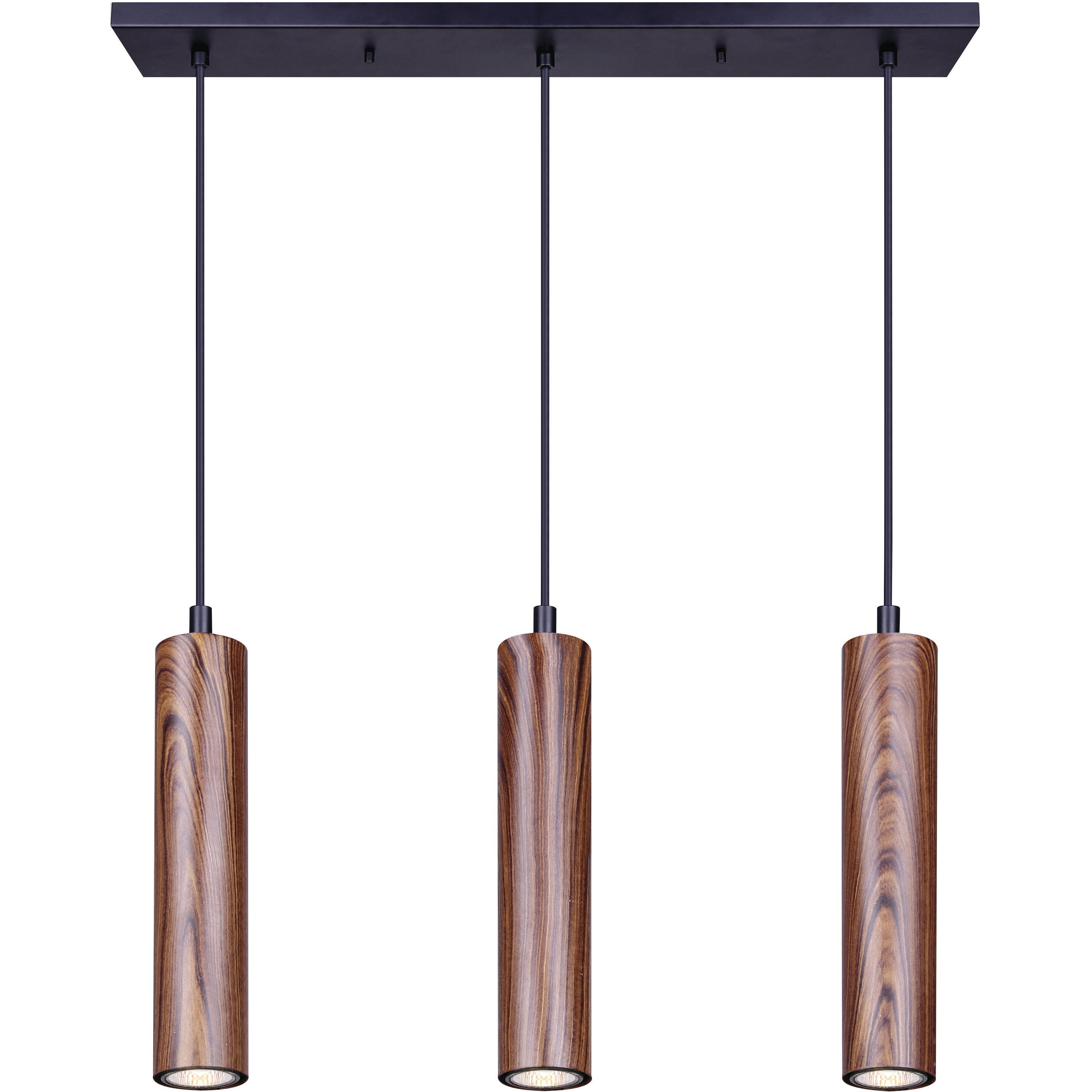 Carver 3 Light 24 inch Matte Black and Faux Wood Pendant Ceiling Light