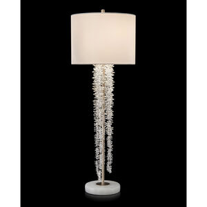 Cascading 40 inch 60.00 watt Antique Silver and White Table Lamp Portable Light