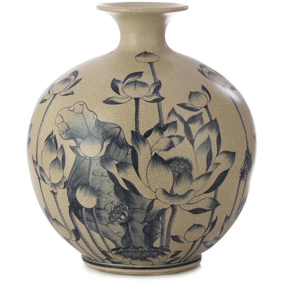 Blue Lotus 18 X 16 inch Vase