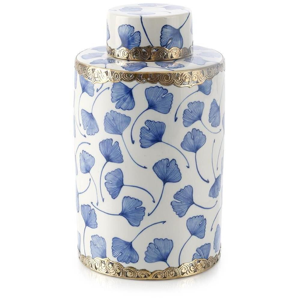 Lidded Ginkgo 12.5 X 7.5 inch Jar, Large