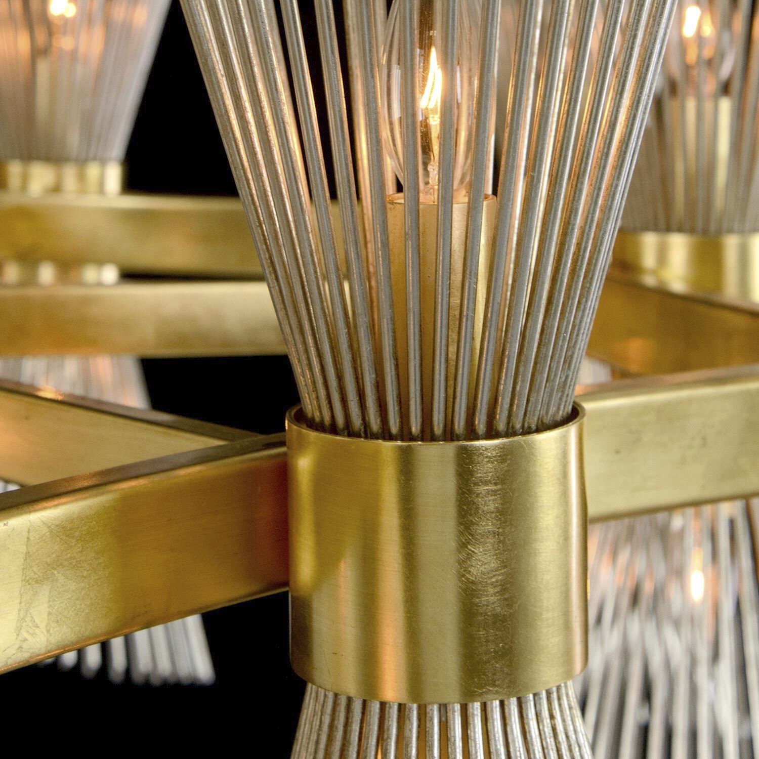 Bonheur 12 Light 37 inch Gold Leaf and Silver Leaf Chandelier Ceiling Light