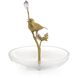 Brass Bird Sculpture on Glass 8.5 X 8 inch Bowl