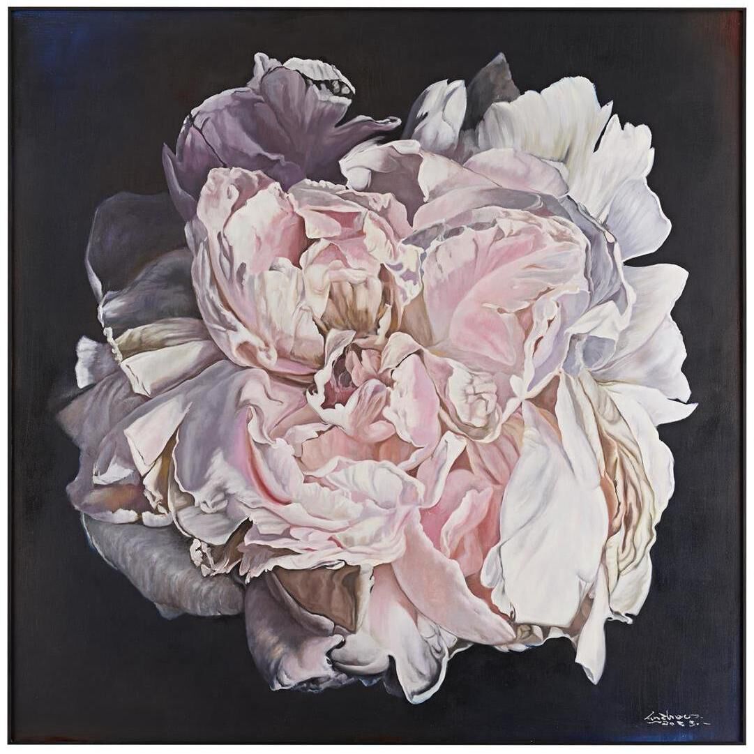 Liu Mengzhou's Perennial Grace 59 X 59 inch Oils and Original Art