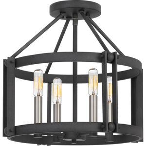 Victor 4 Light 16 inch Mottled Black Semi-Flush Mount Ceiling Light