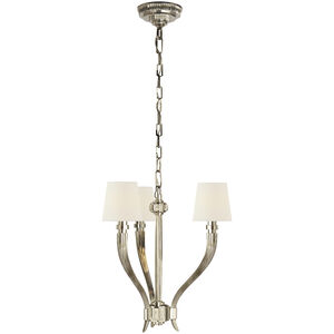 Chapman & Myers Ruhlmann 3 Light 17.5 inch Polished Nickel Chandelier Ceiling Light in Linen, Small