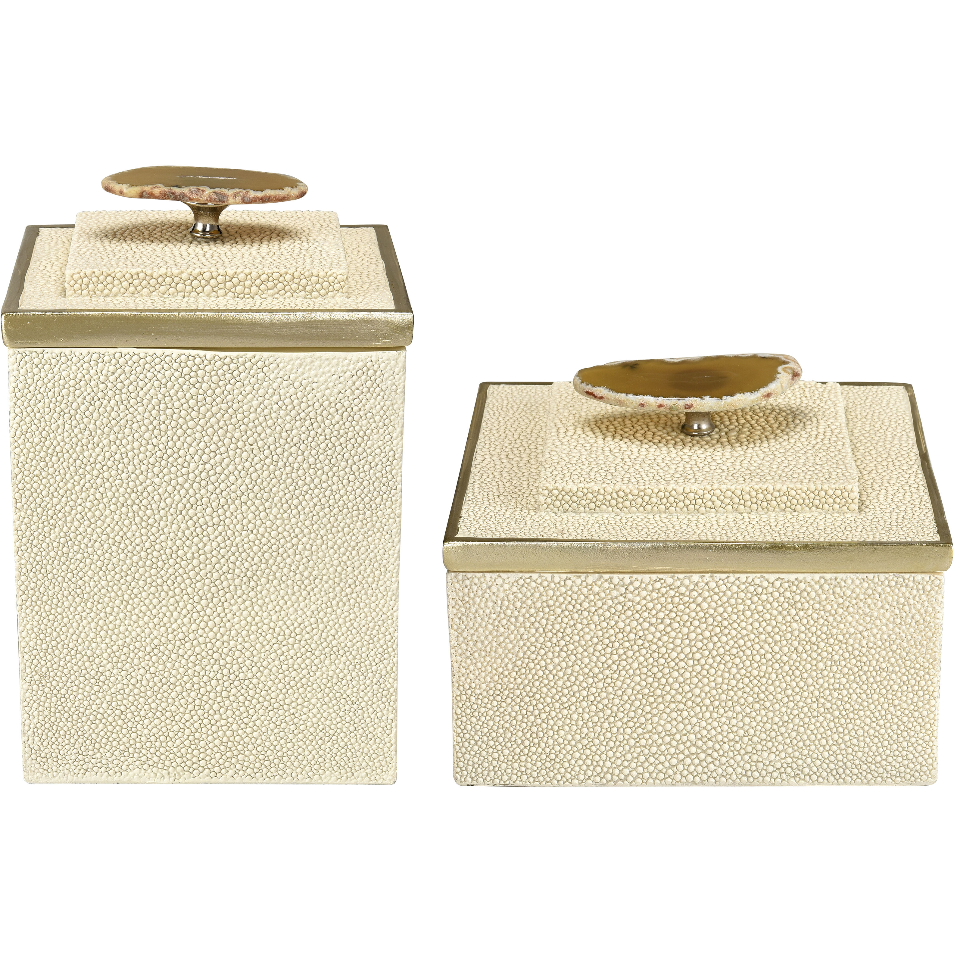 Brenner 5.25 X 5.25 inch Ivory with Brown Box, Set of 2