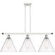 Ballston Ballston Cone LED 38.5 inch White and Polished Chrome Island Light Ceiling Light in Seedy Glass
