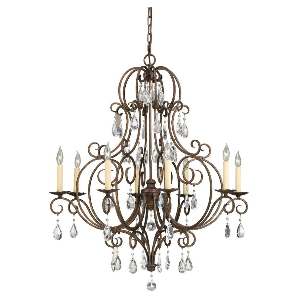 Chateau 8 Light 32 inch Mocha Bronze Chandelier Ceiling Light, Medium