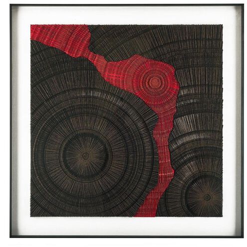 He Hongbin's Crimson Rift 47.5 X 47.5 inch Oils and Original Art