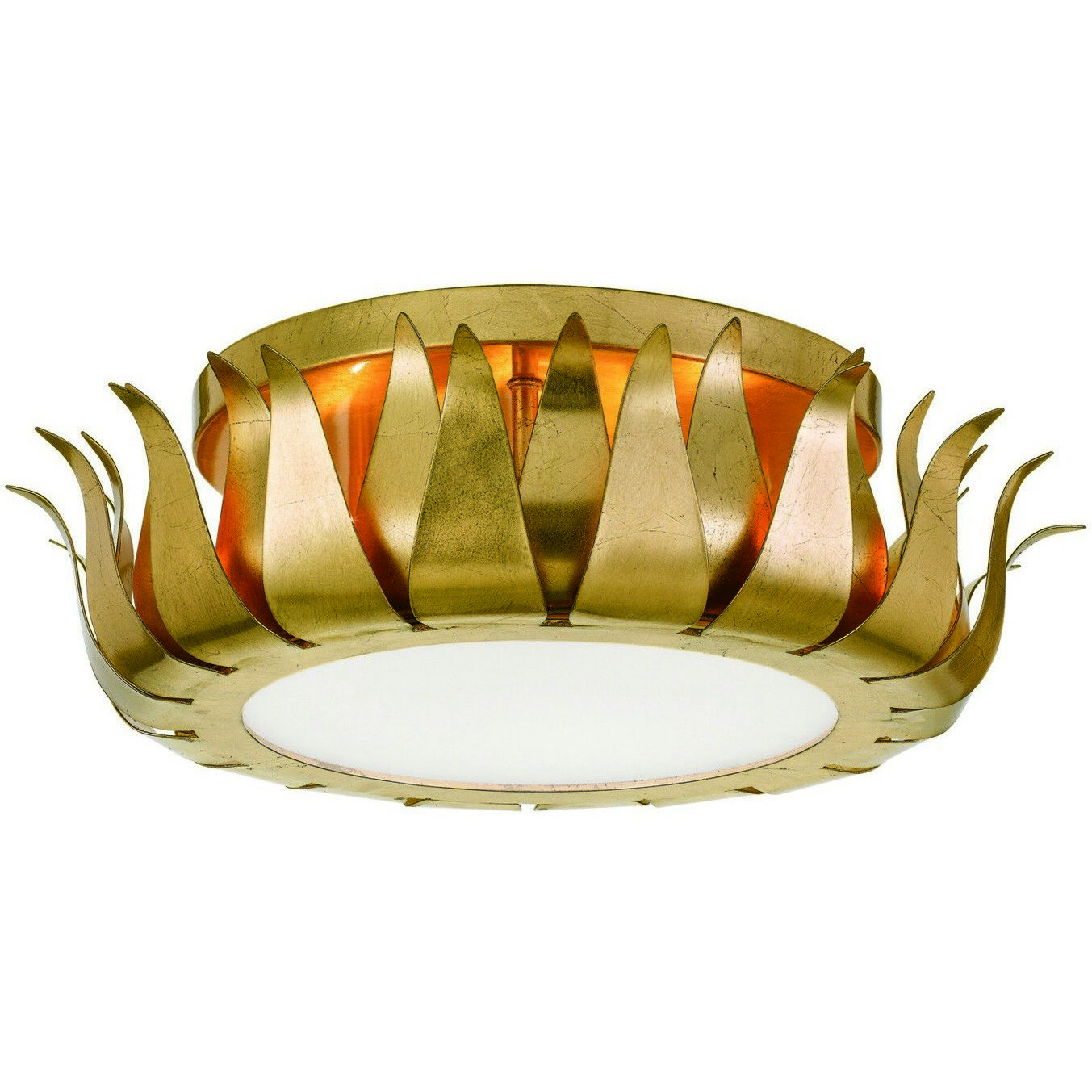 Broche 3 Light 16 inch Antique Gold Flush Ceiling Light