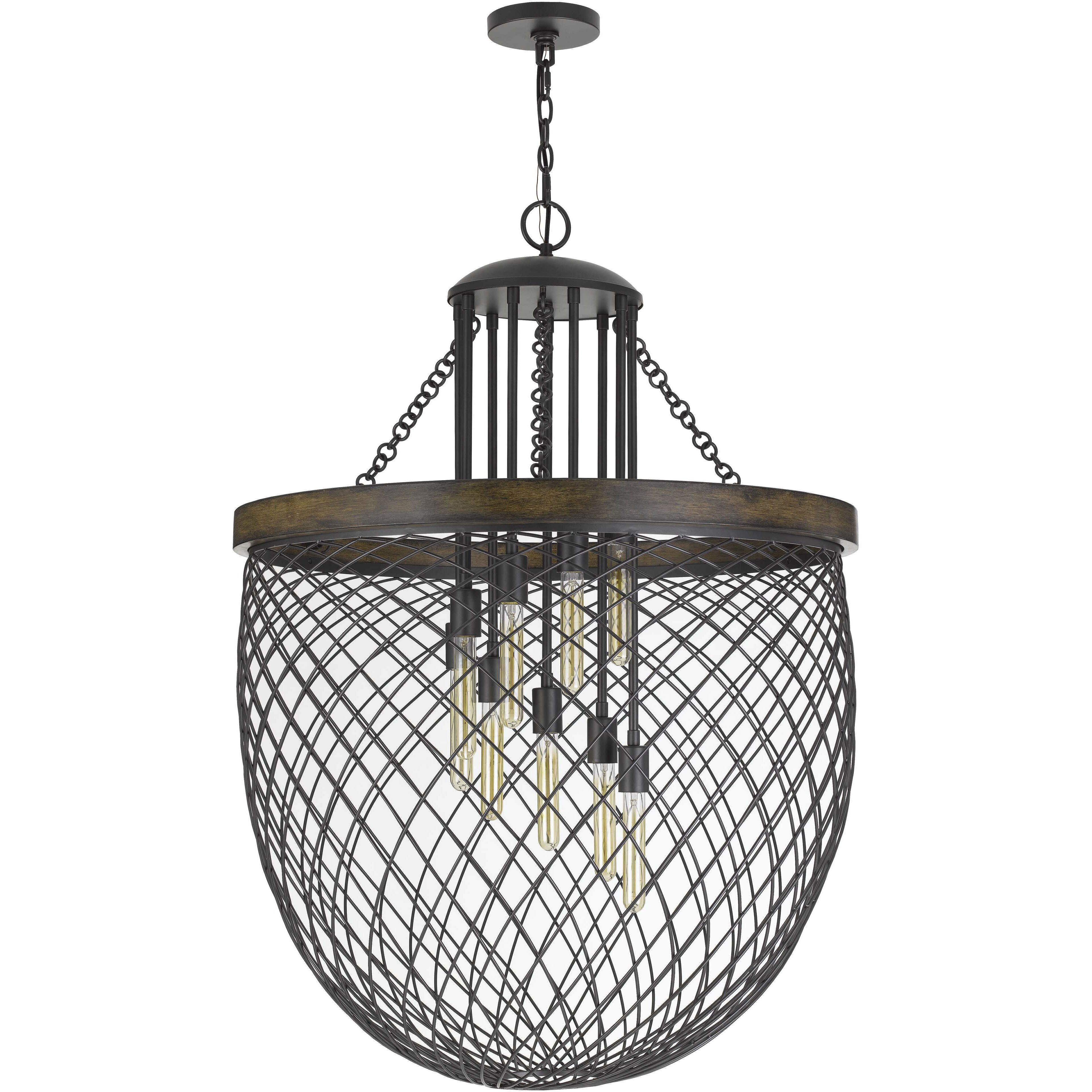 Marion 9 Light 31.5 inch Bronze with Wood Chandelier Ceiling Light
