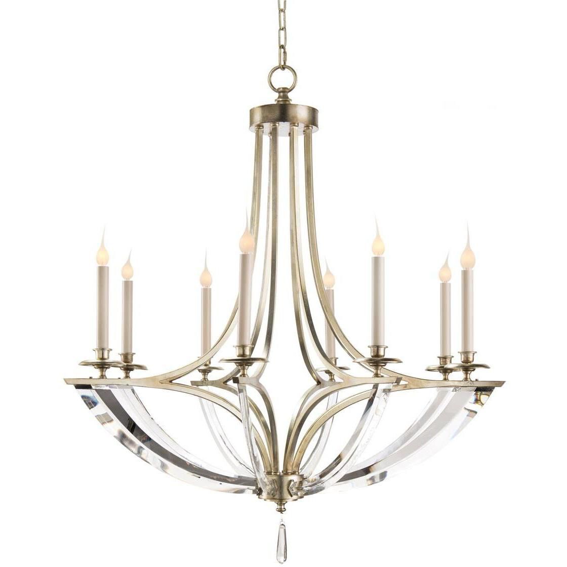 Bent 8 Light 39 inch Silver Leaf Chandelier Ceiling Light