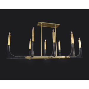 Genesis 8 Light Arcylic with Antique Brass Chandelier Ceiling Light